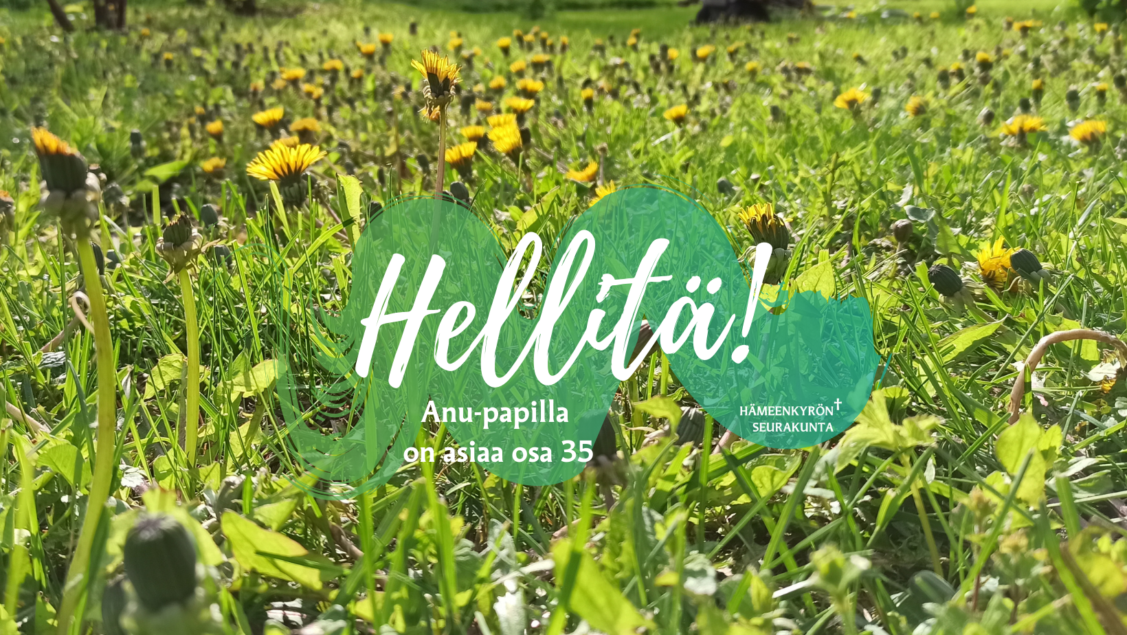 Anu-papilla on asiaa osa 35: Hellitä! Kuvassa voikukkia sekä hartauden nimi