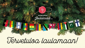 Kuvassa Kauneimma joululaulut -teksti ja logo sekä teksti 